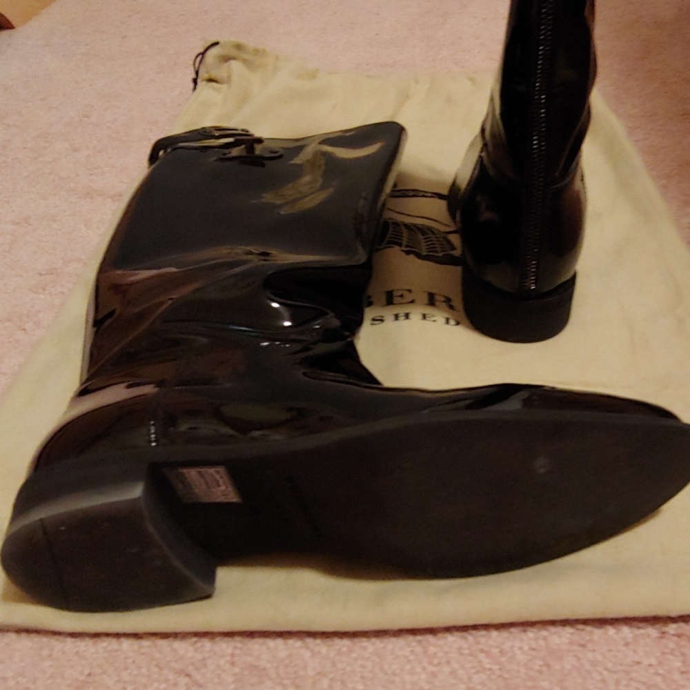 Burberry Black Patent Leather Riding Boots - Picture 3 of 4